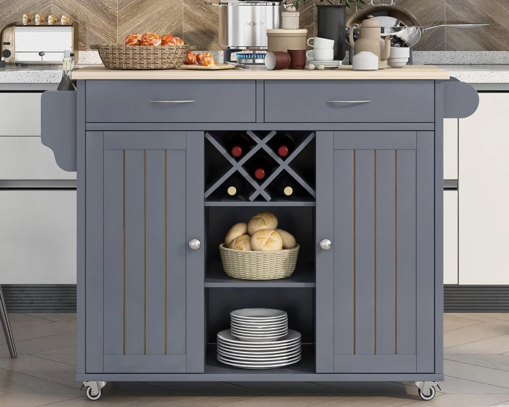 wooden rolling cart with drawers