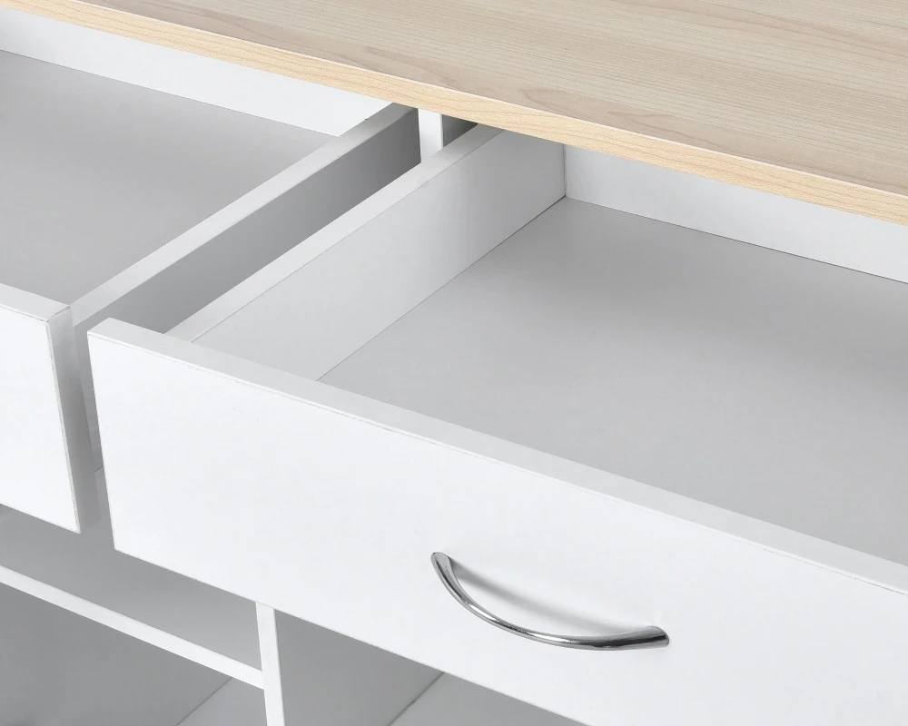wooden rolling cart with drawers