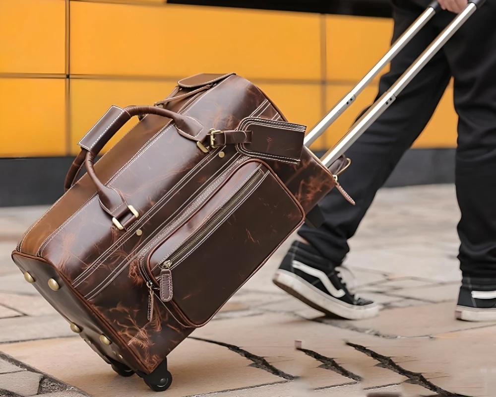 luxury leather carry on luggage