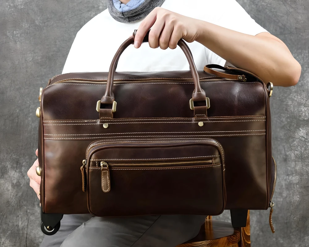 luxury leather carry on luggage